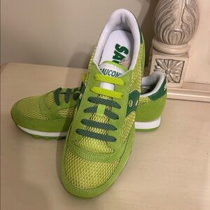 Saucony Lime and Forest Green Running Shoes